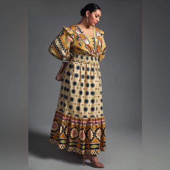 Farm Rio Natural Tropical Sunshine V-neck Maxi Dress 3X - Picture 6 of 16